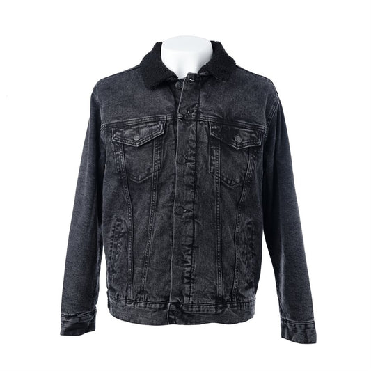 PANAVISION DENIM JACKET WITH FLEECE COLLAR AND LINING - BLACK