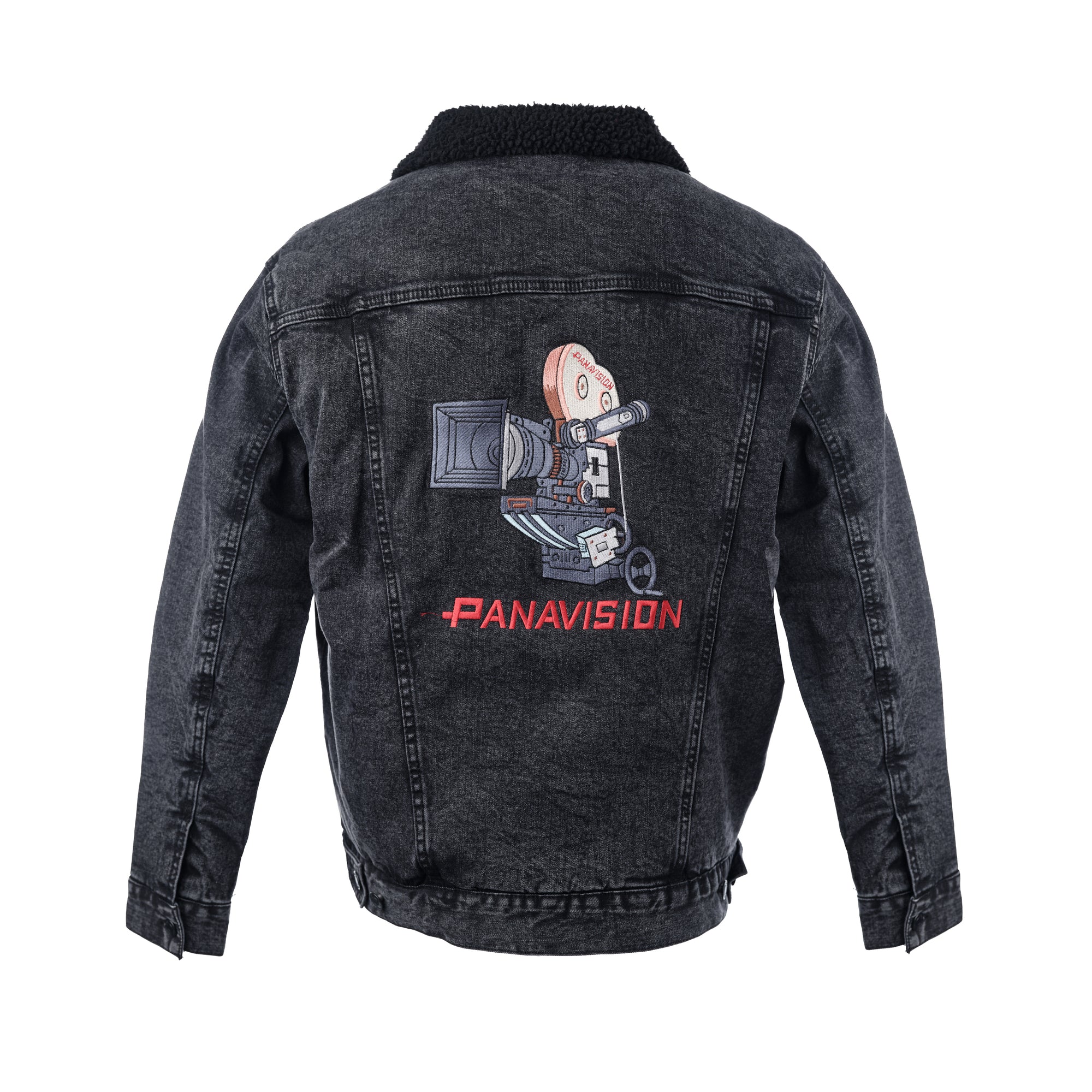 PANAVISION DENIM JACKET WITH FLEECE COLLAR AND LINING - BLACK