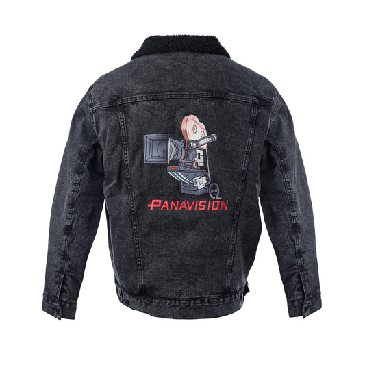 PANAVISION DENIM JACKET WITH FLEECE COLLAR AND LINING - BLACK