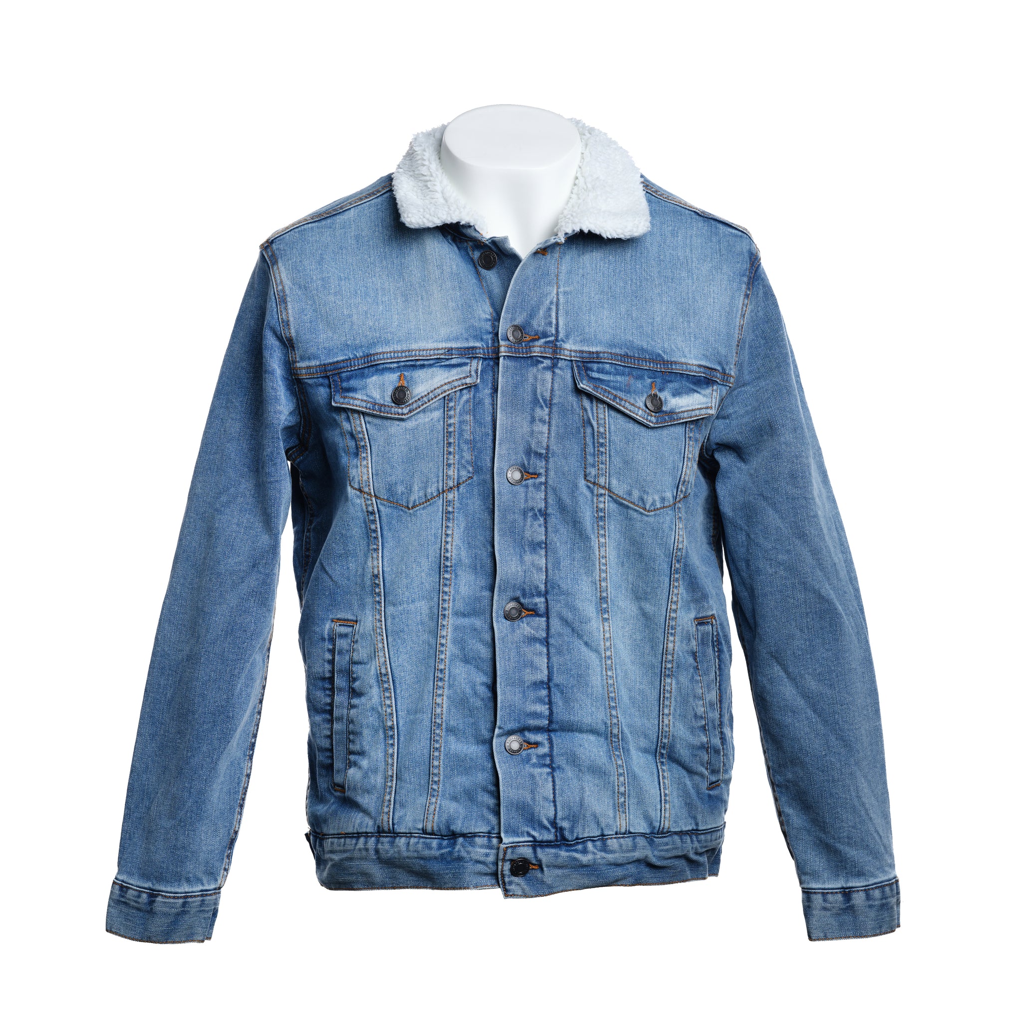 PANAVISION DENIM JACKET WITH FLEECE COLLAR AND LINING - BLUE