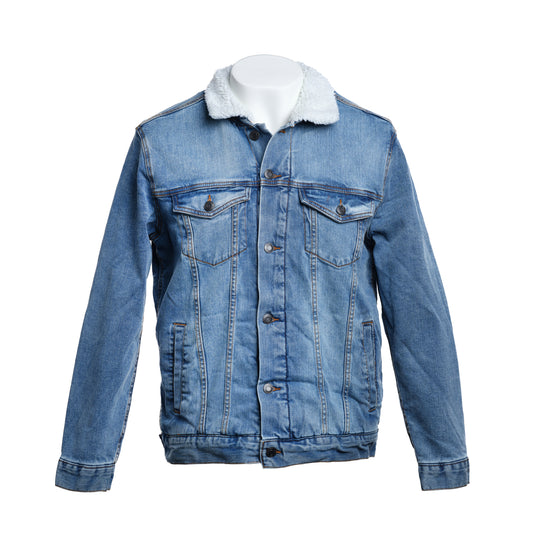 PANAVISION DENIM JACKET WITH FLEECE COLLAR AND LINING - BLUE
