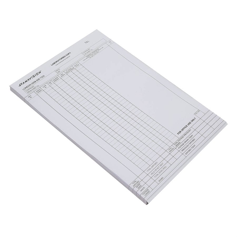 PANAVISION FILM NEGATIVE CONTINUATION REPORT PAD