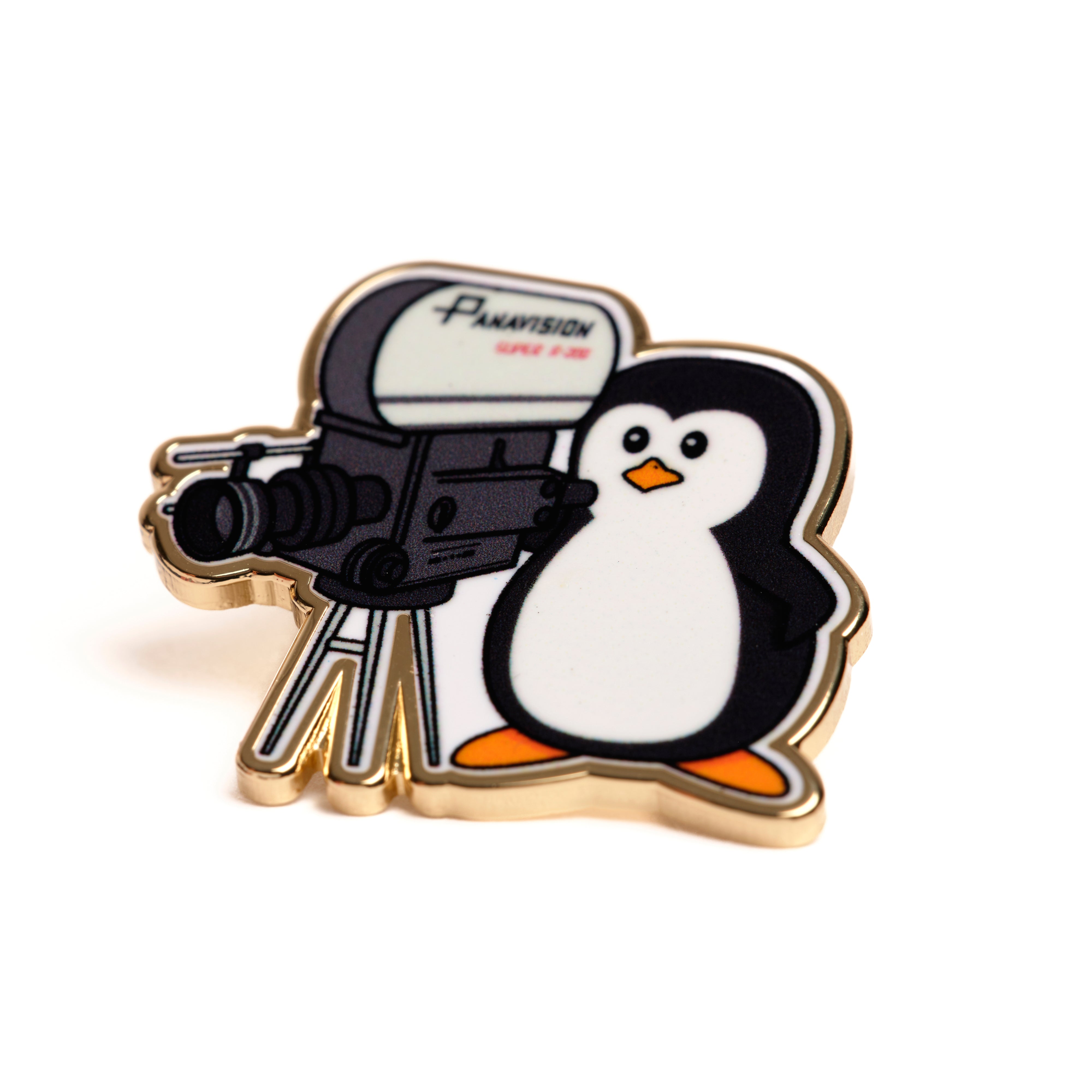 PENGUIN WITH CAMERA PIN BADGE