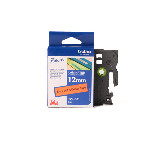 BROTHER P-TOUCH TAPE - 12MM - Black on Orange