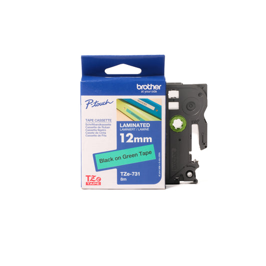 BROTHER P-TOUCH TAPE - 12MM - Black on Green
