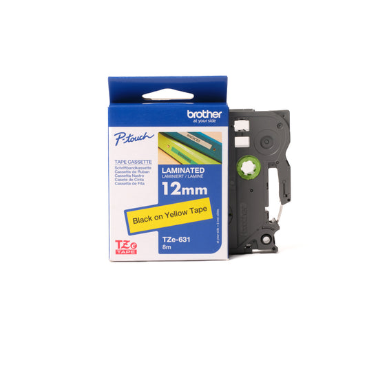 BROTHER P-TOUCH TAPE - 12MM - Black on Yellow