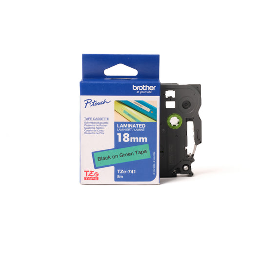 BROTHER P-TOUCH TAPE - 18MM - Black on Green