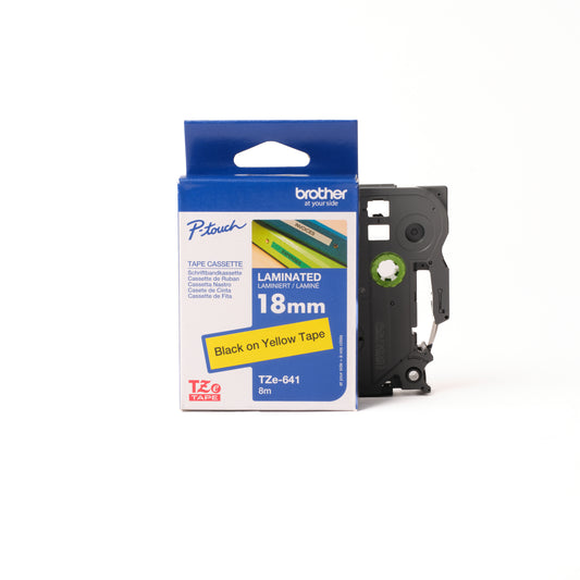 BROTHER P-TOUCH TAPE - 18MM - Black on Yellow