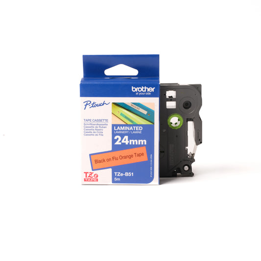 BROTHER P-TOUCH TAPE - 24MM - Black on Orange