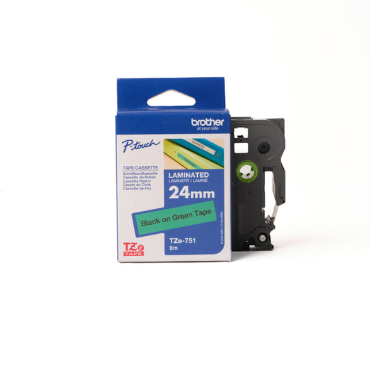 BROTHER P-TOUCH TAPE - 24MM - Black on Green