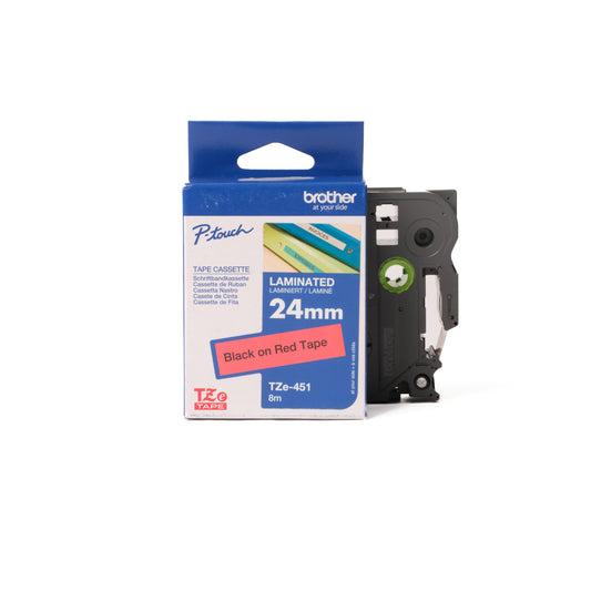 BROTHER P-TOUCH TAPE - 24MM - Black on Red