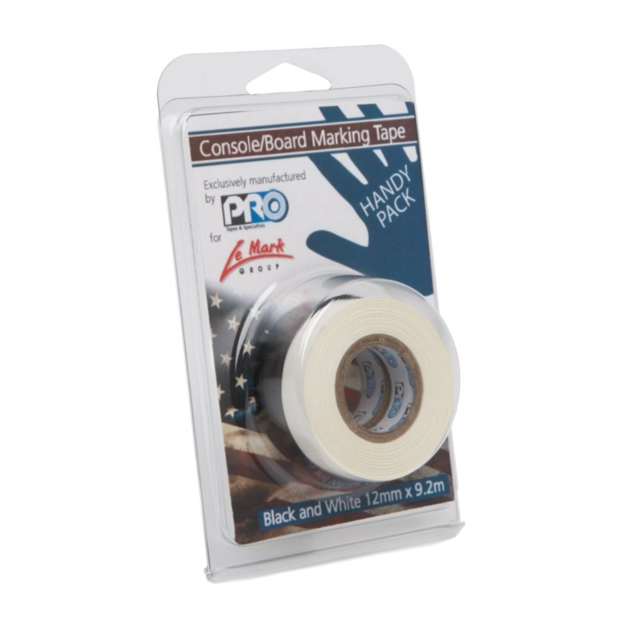 PRO-CONSOLE ARTIST PAPER TAPE - 12MM X 9.2M - 2 PACK BLACK & WHITE