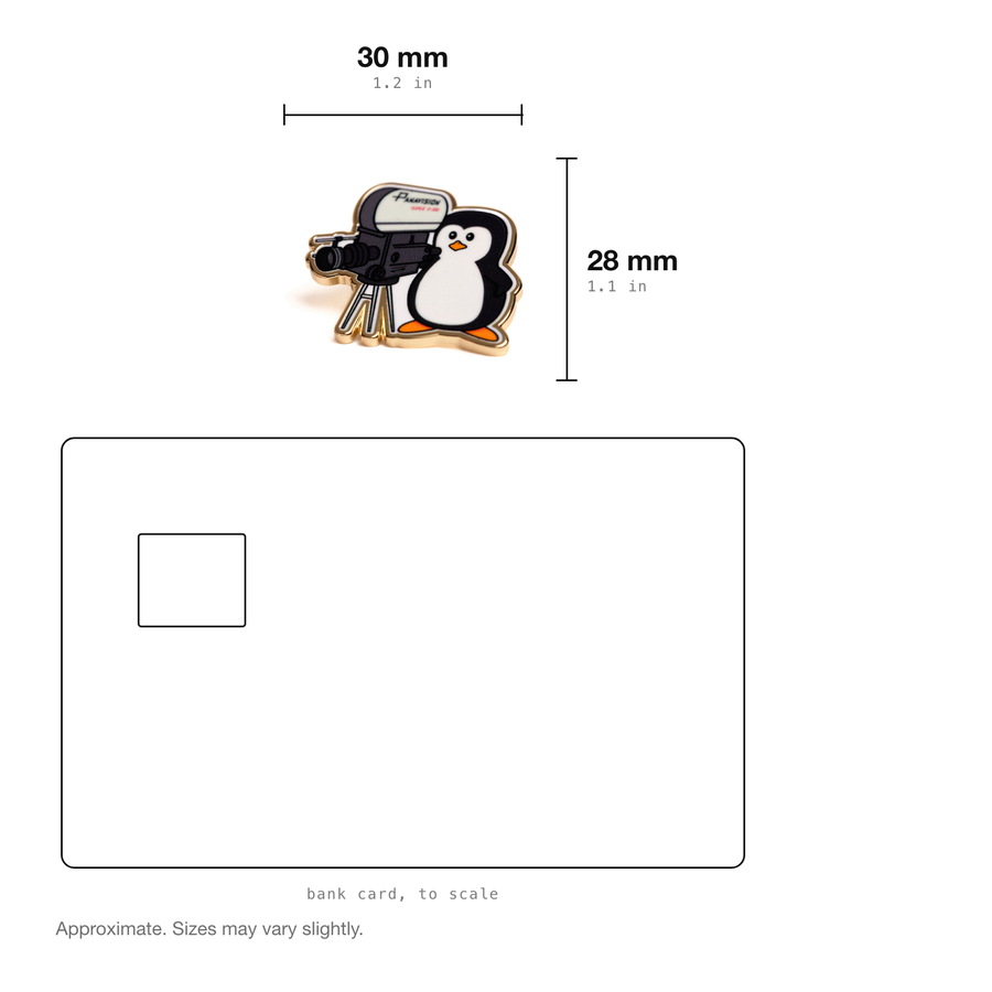 PENGUIN WITH CAMERA PIN BADGE