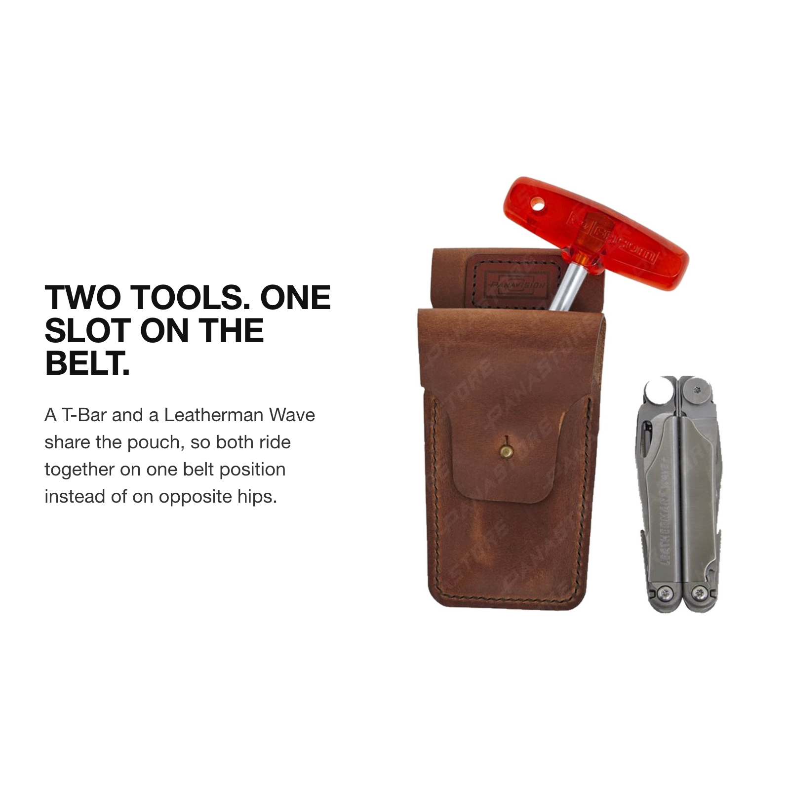 PANAVISION LEATHER T-BAR & LEATHERMAN WAVE POUCH